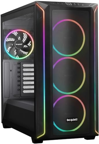 be quiet! Shadow Base 800 FX Black ATX Midi Tower Gaming PC Gehäuse, ARGB | 4X vorinstallierte ARGB Lüfter, Mesh-Design, Integrierter PWM- und ARGB-Hub, Radiatoren bis 420mm, I/O-Panel