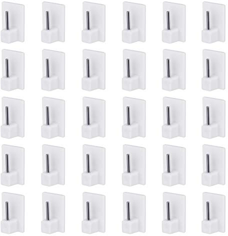 LIHAO 30 x Gardinenhaken Selbstklebend Haken Klebehaken für Gardinenstangen Vitragestangen Gardinenhalter, Weiß