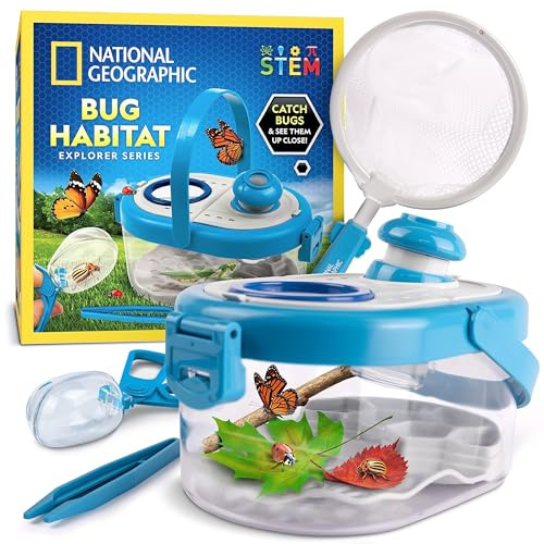 NATIONAL GEOGRAPHIC Insektenfänger-Set für Kinder - Insektenhabitat mit Vergrößerungsglas, Insektenfänger, Pinzette & Lernleitfaden, Insektenbox, Outdoor-Spielzeug, Insektenkäfig, Insektenbehälter