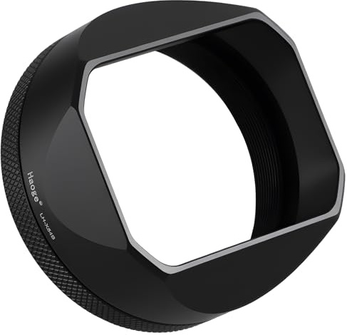 Haoge LH-X54B Metall Rechteckig Sonnenblende Gegenlichtblende mit 49mm Adapterring für Fujifilm X100VI Fuji FinePix X100V Kamera Objektiv Schwarz