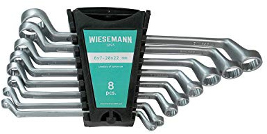 WIESEMANN 1893 Doppelringschlüssel Set 8tlg. 6-22mm I I Gekröpfter Schraubenschlüssel Satz im Werkzeug Halter I 81260