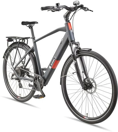 TELEFUNKEN E-Bike 28 Zoll Fahrrad für Herren | Trekking Pedelec mit 8-Gang Kettenschaltung & Scheibenbremsen | Elektrofahrrad mit 250 W Heckmotor & integriertem 417,6 Wh Li-Ion-Akku