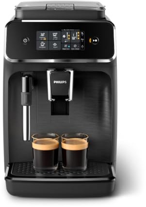 Philips 2200 Series Kaffeevollautomat - 2 Kaffeespezialitäten, Touch-Display, klassischer Milchaufschäumer, Keramikmahlwerk, Mattschwarz (EP2220/10)