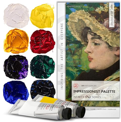 Ölfarben für Künstler - 8x große 50ml-Tuben - Impressionist Palette | umweltfreundliche, ungiftige und lichtechte Farbe mit außergewöhnlicher Pigmentierung - Infinity Series Masters-Farben