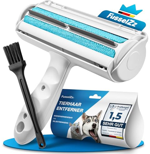 Fusselzz® Fusselrolle Tierhaare – Premium Tierhaarentferner zum Entfernen von Hunde- & Katzenhaaren – Wiederverwendbar für Sofa, Teppich, Bett & Auto