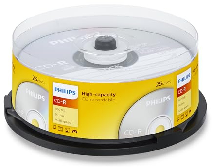 Philips CD-R Rohlinge High-Capacity (800 MB / 90 Minuten, Multi Speed, 25er Spindel)
