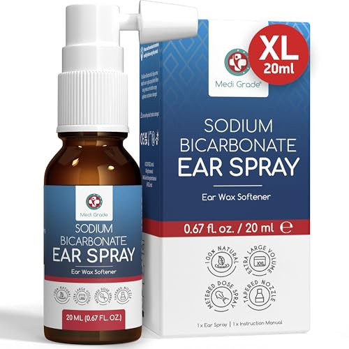 Medi Grade Ohrenschmalz Entferner Spray – Natürlicher Natriumbikarbonat Ohrenreiniger Spray für Blockierte Ohren, Ohrenschmalzentfernung – 20ml Flasche mit über 50 Ohren Spray für Einfache Anwendung