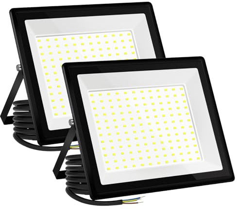 VistaNovaX LED Strahler Außen 150W Industrie 16500LM 6500K Tageslicht IP66 Wasserdicht, Effiziente Wärmeableitung, 85% Energieersparnis Scheinwerfer für Höfe/Gärten/Lagerhallen/Garagen (2 Stück)