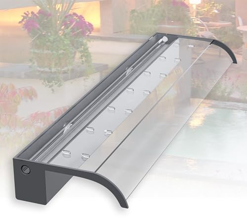 LONGRUNNEW Teich Wasserfallklingen Set, 90 cm Acryl Poolfontäne mit Zubehör, Breite 18 cm Gebogene Auslauf Spritzwand für Garten Patio Teichdekoration