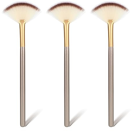 Amaxiu 3 Stück Maskenpinsel Gesicht, Fächerpinsel Kosmetik Masken Pinsel Fächerpinsel Make Up für Gesicht Sbehandlungen, Holzgriff Masken Pinsel Gesichtsfächer Applikatorpinsel