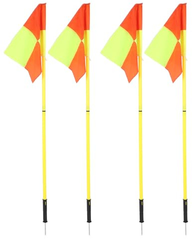 gernie Fußball-Eckfahnen, 4 Stück Tragbare Fußball-Agility-Stangen und Helle Eckfahnen, 4,9 Fuß Große Fußballstangen, Flaggen für Geschwindigkeits- und Beweglichkeitstraining