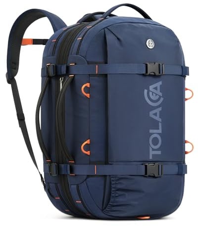 Tolaccea Reiserucksack, Handgepäck Rucksack Flugzeug, TSA-Freundlicher Laptop Rucksack 15,6 Zoll, Erweiterbar 40L auf 50L, Weekender Herren für Reise Wandern Camping