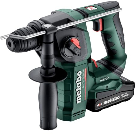 metabo BH 18 LTX BL 16 Akku-Bohrhammer, 18V Hammerbohrer Set, Maschine | Bohrhammer mit Brushless-Technologie für Beton, CAS System, inkl. 2 x 2,0 Ah Akkus, Ladegerät und metaBOX, Werkzeug