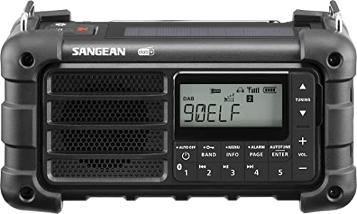 Sangean MMR-99 DAB Multifunktionales Notfallradio mit Handkurbel, DAB+,FM-RDS, Bluetooth, LED-Taschenlampe und IP55-Zertifizierung, Ideal für Outdoor, Camping und Notfälle, Midnight Black