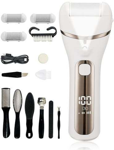 Hornhautentferner Elektrisch, Hornhaut Entfernen Fuß Elektrisch, Hornhauthobel Elektrisch füße mit 3 Gear & 3 Ersatzrollen, IPX7 Wasserdichte Callus Remover für Rissige Fersen