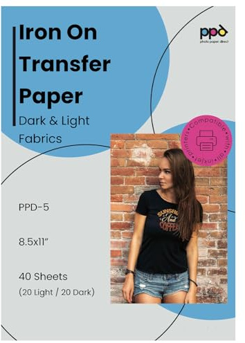 PPD 40 x A4 Inkjet Premium Transferpapier Hell/Dunkel, für Bügeleisen und Transferpresse PPD-5-40