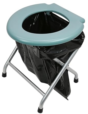 24ocean Mobile Klapptoilette Set Grau WC Klo Camping, Gestell Silber, 6 Einweg Beutel