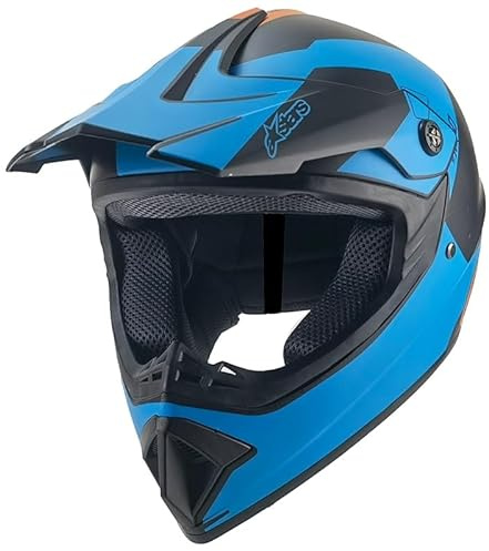 Kinder Crosshelm Stars AHP blau – Motorradhelm für Kinder, ABS-Schale, robuster Kinderhelm für Downhill, Quad und Motocross (S)