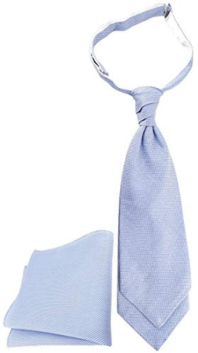 TigerTie Designer Plastron Pique 2tlg Krawatte fertig gebunden Einstecktuch in hellblau-weiss gemustert