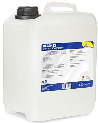 Mr. Perfect® 5L Teichklar Teichpflege & Brunnenreiniger, Algenvernichter für Teich und Brunnen - Teichklärer sorgt für klares Teichwasser und schont Fische und Pflanzen – Teichreiniger Algenfrei