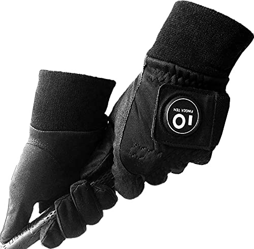 FINGER TEN Golfhandschuhe Herren Winter Mit Ballmarker Grip Performance 1 Paar（Links Und Rechts） Golf Handschuhe Kaltes Wetter Winddicht Wasserdicht Größe S M ML L XL