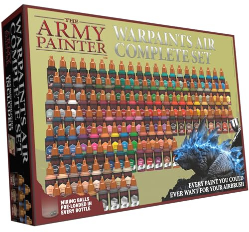 The Army Painter, Warpaints Air Complete Set, 126 x 18 ml Vorgemischte Acrylfarben für Airbrush, Einschließlich 18 Metallics & 6 Fluo, Airbrush Farben Set für Modellbau- und Miniaturfarben