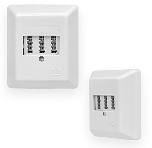 TAE Dose NF/F Telefondose Aufputzdose 2X Telefon- und 1x Nebenstelle Dose Aufputz Fax Anrufbeantworter NTBA DSL-Splitter Modem NFF Anschlussdose geeignet für Telefonanschlüsse in Deutschland Reinweiß