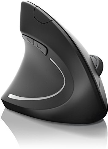 CSL - optische Wireless kabellos Funk Maus Vertikale Ausführung Linkshänder - ergonomisches Design - Vorbeugung gegen Mausarm Tennisarm besonders armschonend - Schwarz