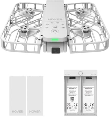 HOVERAir X1 Drohne mit kamera, Selbstfliegend Kamera Drone mit Folge-mir Modus, Mini Drohne im Taschenformat, HDR-Videoaufnahme, intelligente Flugrouten, Freihandsteuerung, Weiß (Combo Plus)