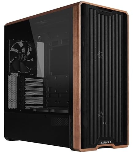 Lian Li Lancool 217 PC-Gehäuse Schwarz | ATX Midi-Tower, Tempered Glass, 5 Lüfter, Walnussholz, Mesh-Front, Back-Connect-kompatibel