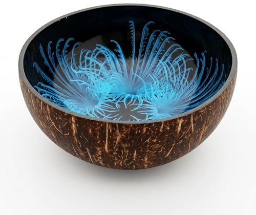 cocovibes Kokosnuss-Schale 13cm Blau-Schwarz – Schlüsselschale Deko | Handgemachte Holzschale aus echter Kokosnuss – Schlüsselschale, Deko- & Schmuckschale für Flur & Sideboard, nachhaltig