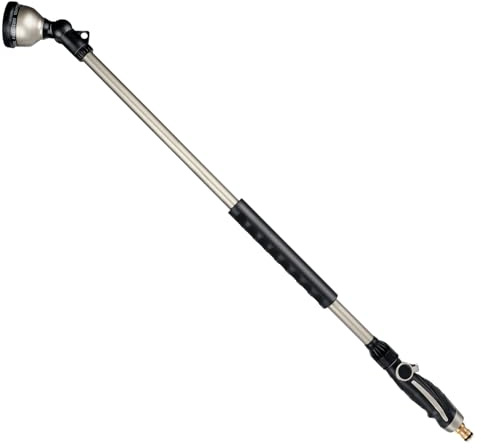 RESTMO 92 cm Untra Langer Gießstab, Gartenbrause Metall | 180° schwenkbaren Kopf, 10 Sprühmustern, Daumenflusskontrolle, Bewässerung Zauberstab zum für Blumenampeln und Sträucher