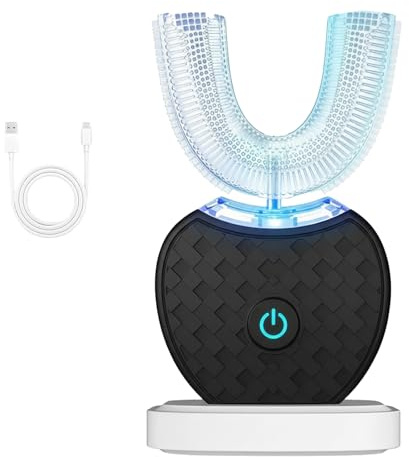 Sensepro Automatik Zahnbürste, Sensepro 360grad Schallzahnbürste, Wasserdicht gemäß IPX7, mit 3-in-1 Reinigungsfunktion, Weiche Borsten (Schwarz)
