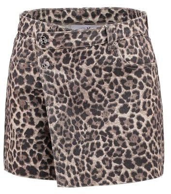 Hailys Damen Mini Jeans Hosenrock Skort La44nia Jeansrock Shorts Leopard-Muster QF-2409035 Leo (7878) S