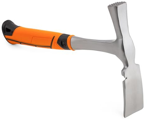 Mivos Maurerhammer 600 g - Ganzstahl Geschmiedet - Berliner Form - Monoblock - Vibrationsdämpfung Gummigriff - Stahlhammer für Beton Ziegel - DIN 5108
