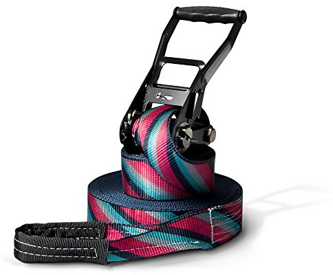 Secoroco Slackline Set 15 m Lines – Outdoor Balance Line mit Ratsche, Baumschutz & Tragebeutel, 5 cm breit