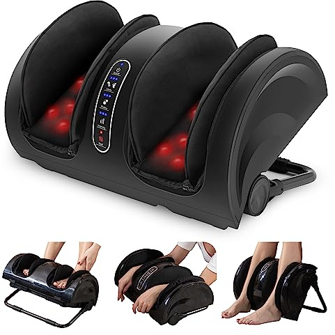 Snailax Shiatsu‑Fußmassagegerät mit Wärme | Elektrisches Bein‑ und Wadenmassagegerät mit Kneten und Rollen, zur Entspannung, Geschenk für Männer und Frauen