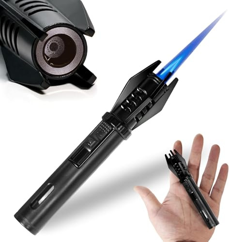 Sturmfeuerzeug Jet Feuerzeug Stabfeuerzeug Camping Gadgets Geschenke für Männer Weihnachts Geschenk, Gas Nachfüllbar 13,5cm (ohne Butangas)