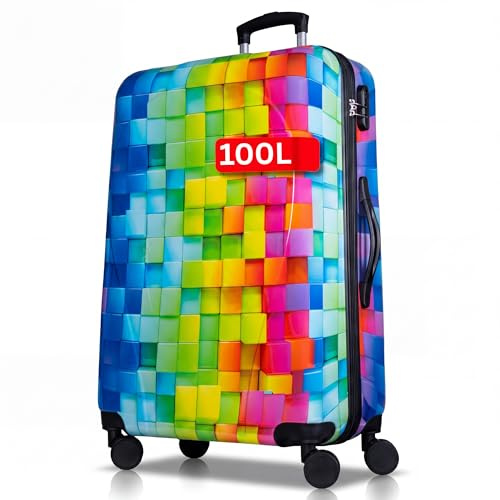 NOWI Hartschalenkoffer XL Groß - 100L Volumen - 158cm Gurtmaß - 8 Rollen 360° drehbar - Leichter Koffer mit Zahlenschloss & Teleskopgestänge - Reisekoffer mit Rollen, Trolley (XL)