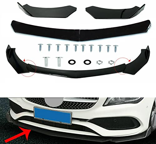 GSRECY Universal Frontstoßstange Lippe Splitter Schutz Splitter Spoiler schwarz glänzend