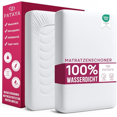 PATAYA Matratzenschoner 90 x 200 cm - 90x190 cm – wasserdichte Matratzenauflage sowie eine inkontinenzauflage Matratzenschutz wasserdicht Nässeschutz inkontinenzunterlage (Fitted 90x190 cm - 90x200cm)