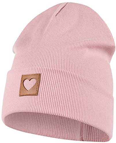 Smarilla Mütze Beanie Mädchen Damen Kinder Übergangsmütze gerippt, Größe: 54-56, Farbe: Altrosa