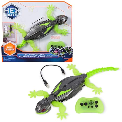 Hex Bots - Wall Crawler Gecko, ferngesteuerter Gecko, der an Wänden und Decken entlang krabbelt, mit leuchtenden LED-Augen, mit Fernbedienung, realistische Bewegungen, für Kinder ab 4 Jahren