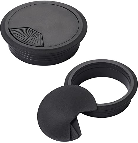 Kabeldurchführung Schreibtisch 80mm, 2 Stück Schreibtisch Kabeldurchführung Schwarz Steckdosen Abdeckung Kunststoff Kabeldurchlass Tisch Kabel Durchführungen Kabel Management für Schreibtisch