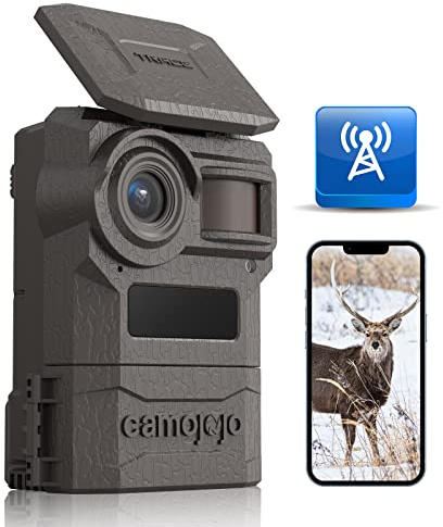 Camojojo Trace Wildkamera Handyübertragung mit SIM 4G LTE, Wildtierkamera mit bewegungsmelder Nachtsicht, Wärmebildkamera Jagd mit IP66 wasserfest, 32GB SD-Karte, APP- Multifunktionen längere Laufzeit