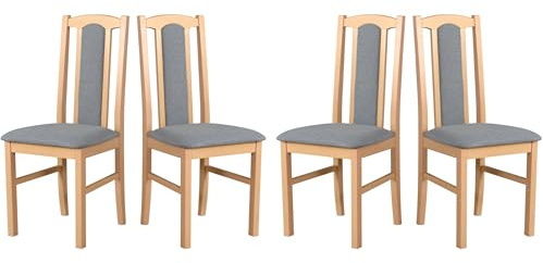 LeafDesign Esszimmerstühle 4er Set, Massivholz, Gepolstert, Sonoma Eiche | Fertig montierte Küchenstühle mit ergonomischer Rückenlehne – pflegeleichte Esstischstühle und Polsterstühle für jeden Raum