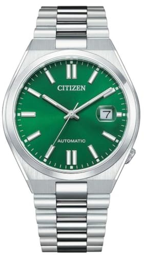 Citizen Automatik Herren Armbanduhr aus Edelstahl in der Farbe Silber-Grün 40mm, Wasserdichtigkeit: 5Bar, NJ0150-81X