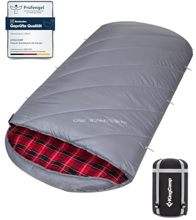 KingCamp Schlafsack,Schlafsack Winter, 4 Jahreszeiten Deckenschlafsacke Übergröße Baumwoll Flanell für Erwachsene Outdoor und Camping, Warm leicht,drinnen und draußen, (Grau)