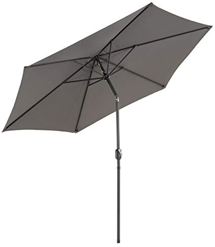 Nexos Trading Sonnenschirm Ø 290 cm Stahl Gestell UV Schutz UPF 50+ Gartenschirm Marktschirm mit Kurbel, neigbar Schirmstoff anthrazit wasserabweisend Höhe 230 cm