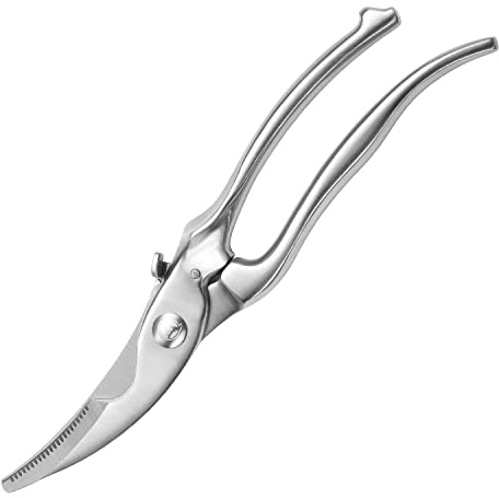 MITSUMOTO SAKARI 28 cm Japanische Hochleistungs Küchenschere, Federbelastete Ganzstahl Küchenschere, Profi Geflügelschere aus Edelstahl für Huhn, Fleisch, Knochen